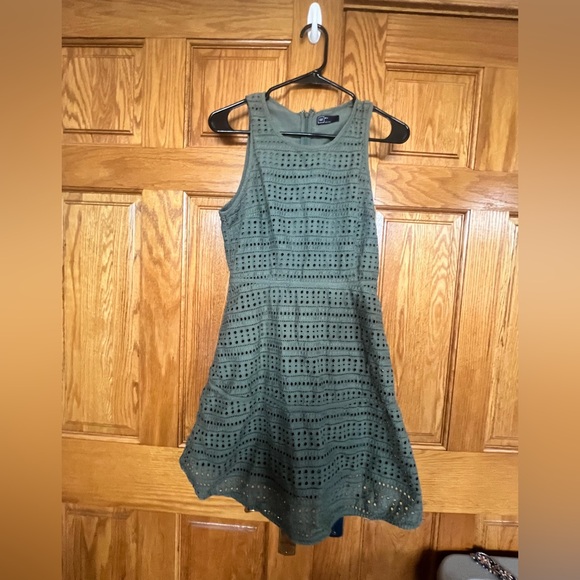 GAP Dresses & Skirts - Gap - Olive Green Eyelet Sleeveless Fit & Flare Dress